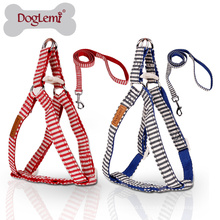 DogLemi Natur Leinwand Streifen Design Nylon Leine Material Haustier Leine Set Welpen Katze Hundegeschirr